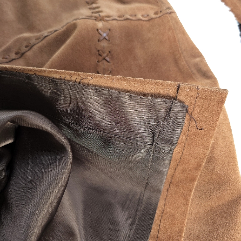 RARE Vintage Ralph Lauren Western Boho Suede Whip Stitch Tooled Leather Jacket - Picture 13 of 13